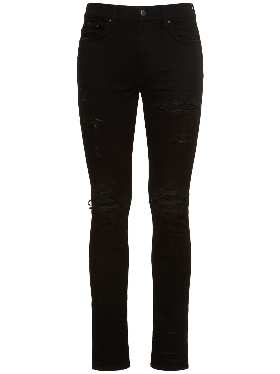 Amiri 15cm Mx1 Bandana Tapered Denim Jeans In Black