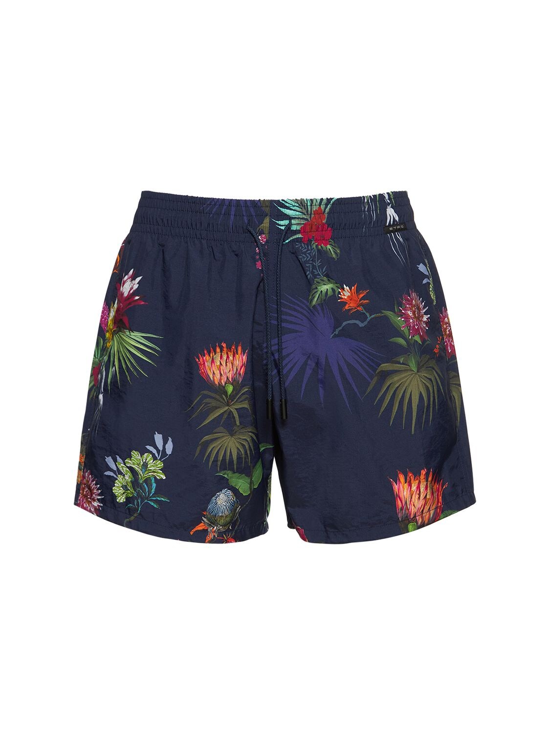 Etro Flower Print Nylon Swim Shorts In Blue