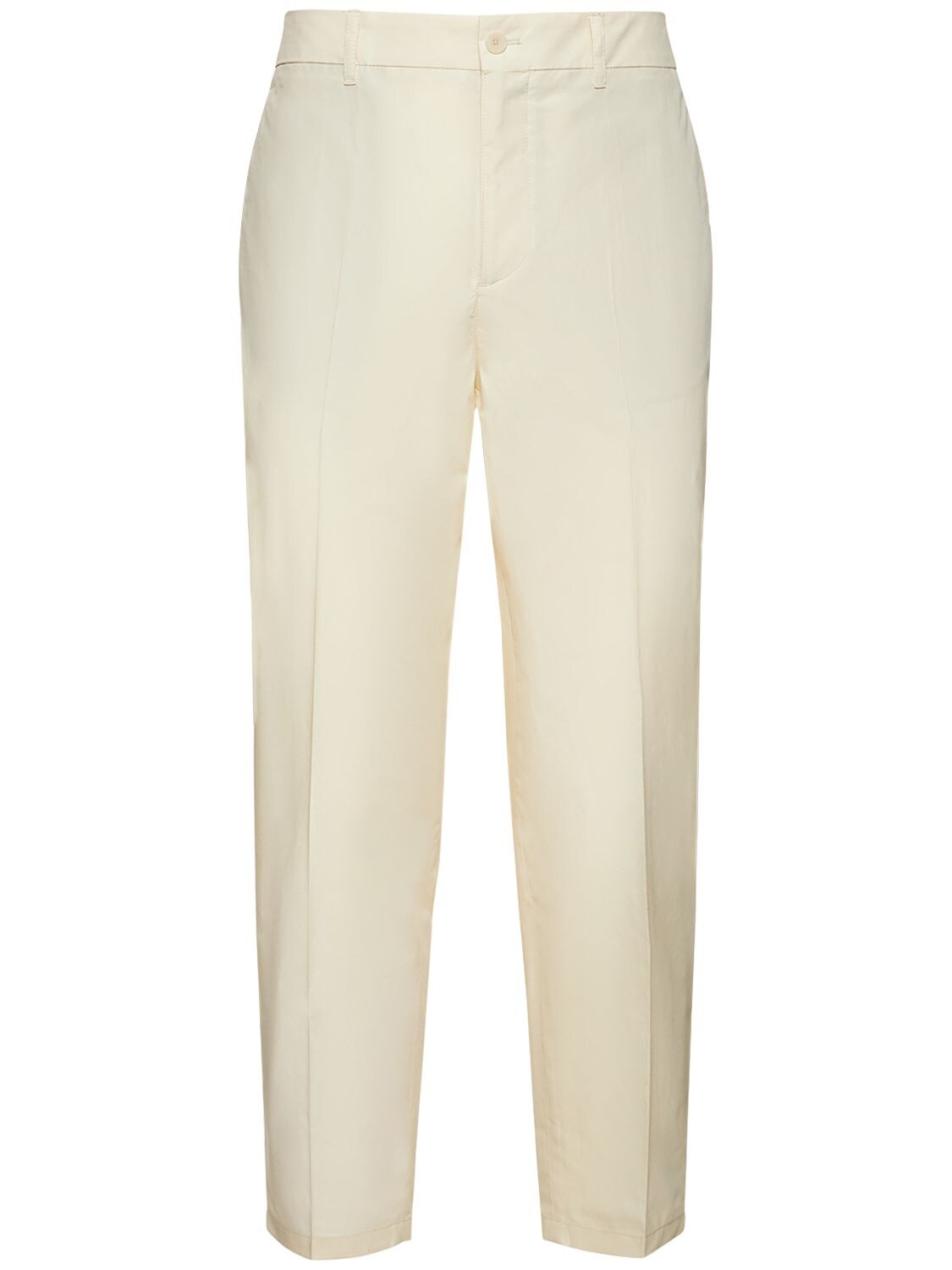 Flat-Front Cotton Pants