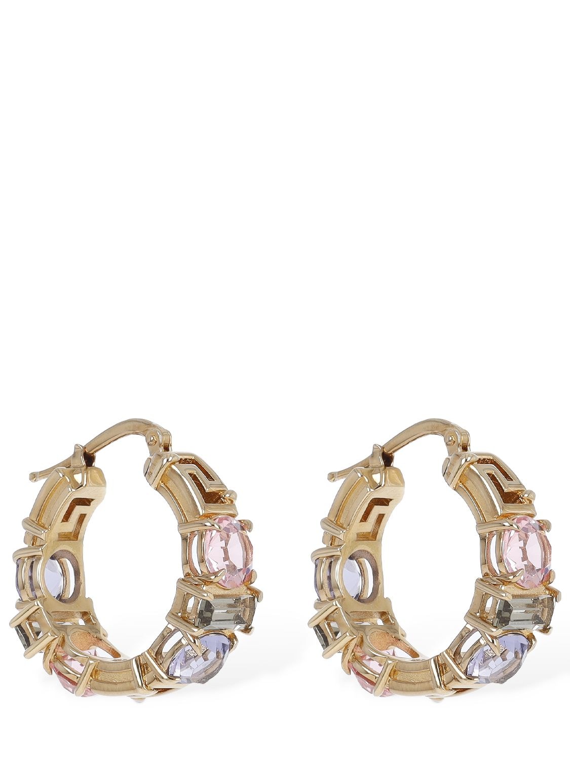 Versace Crystal Hoop Earrings In Gold,multi