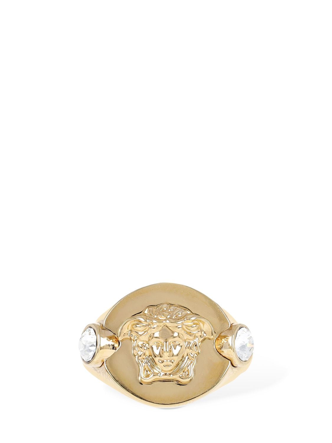 Shop Versace Icon Medusa Crystal Ring In Gold