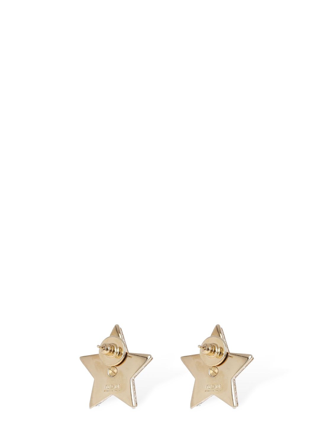 Shop Versace Star & Crystal Medusa Stud Earrings In Gold,crystal