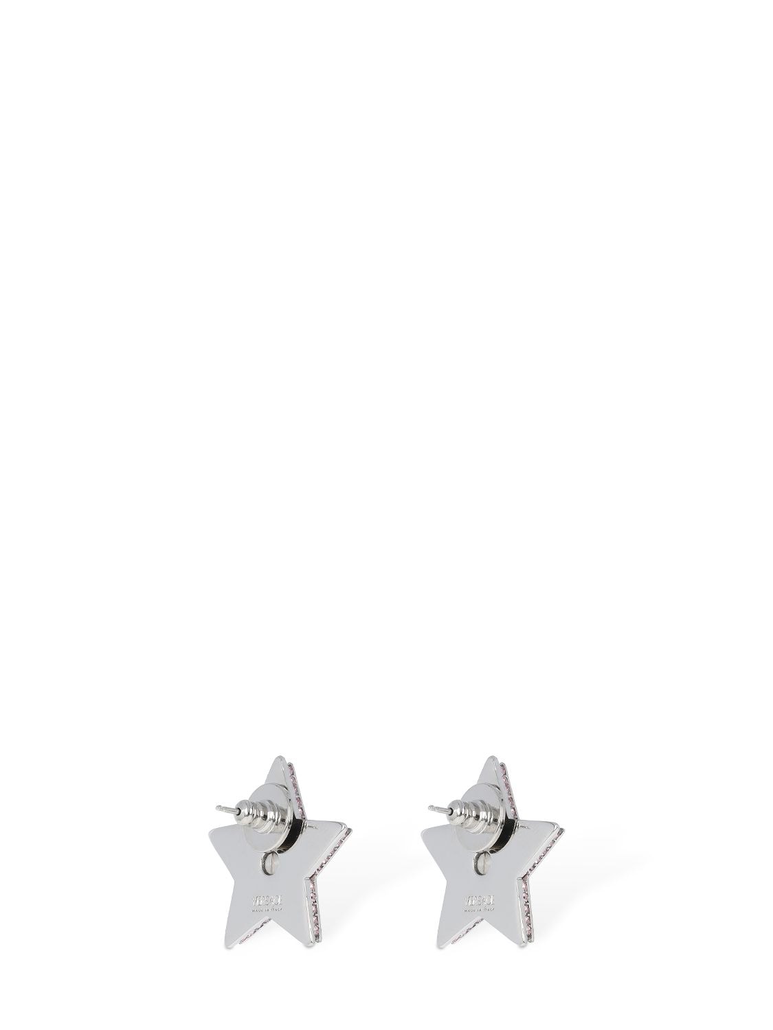 Shop Versace Star & Crystal Medusa Stud Earrings In Silver,rose