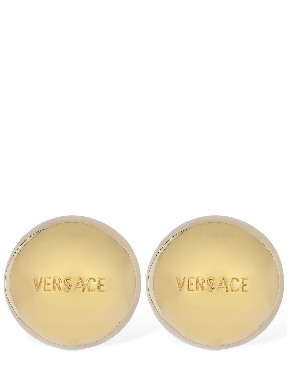 Versace Lettering Earrings In Gold