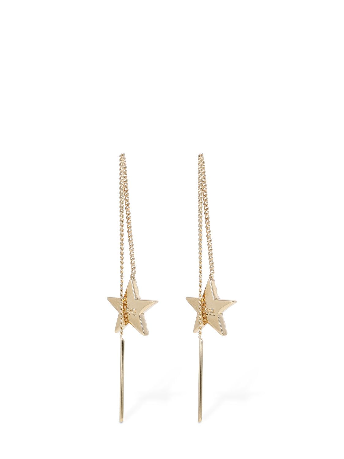 Shop Versace Star & Crystal Medusa Earrings In Gold,crystal