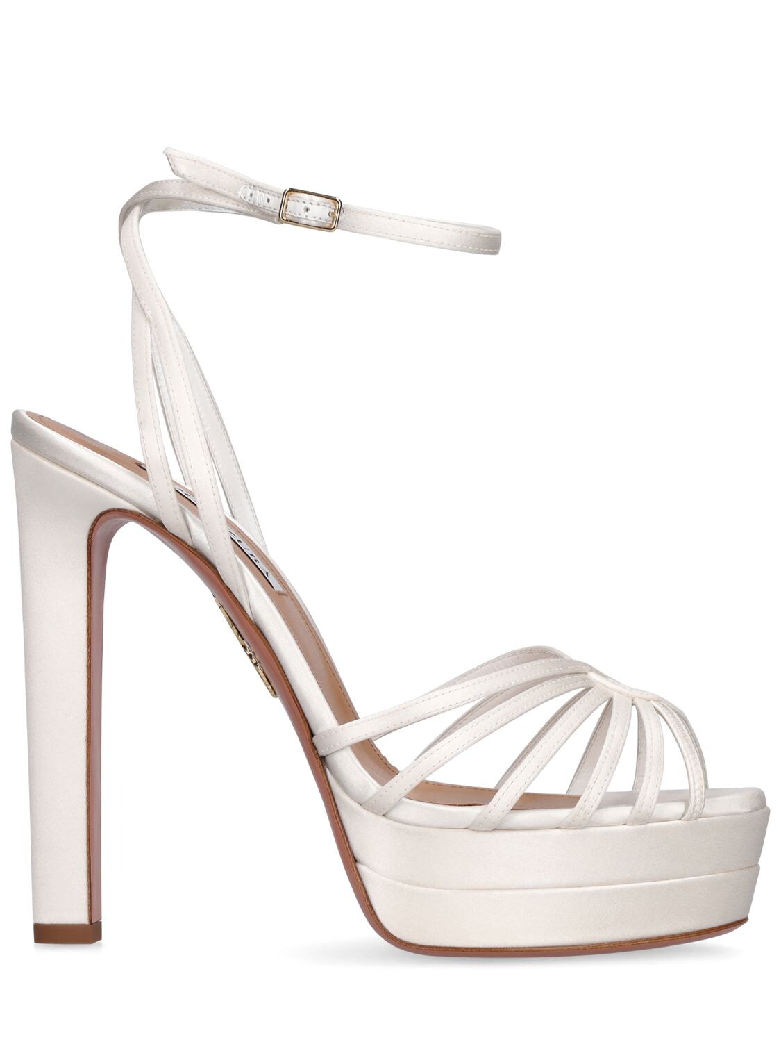 Aquazzura 130mm Flow Satin Platform Sandals In White