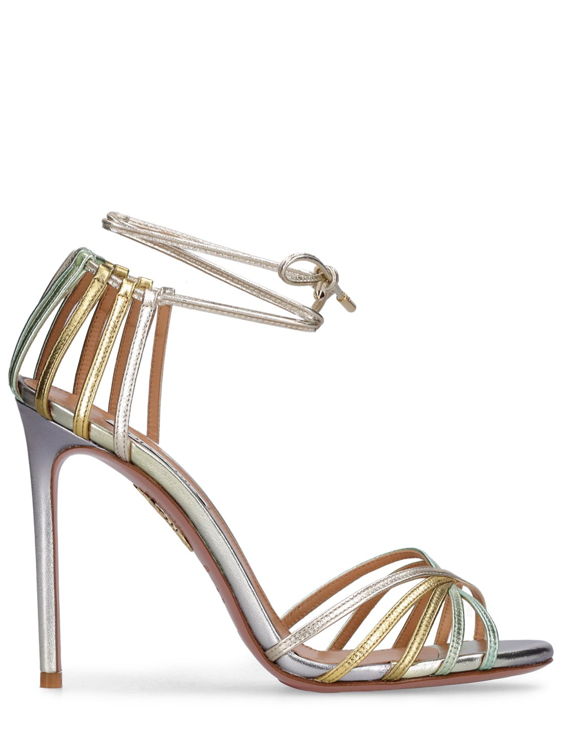 Aquazzura 105mm straight to heaven leather sandals Silver/Multi