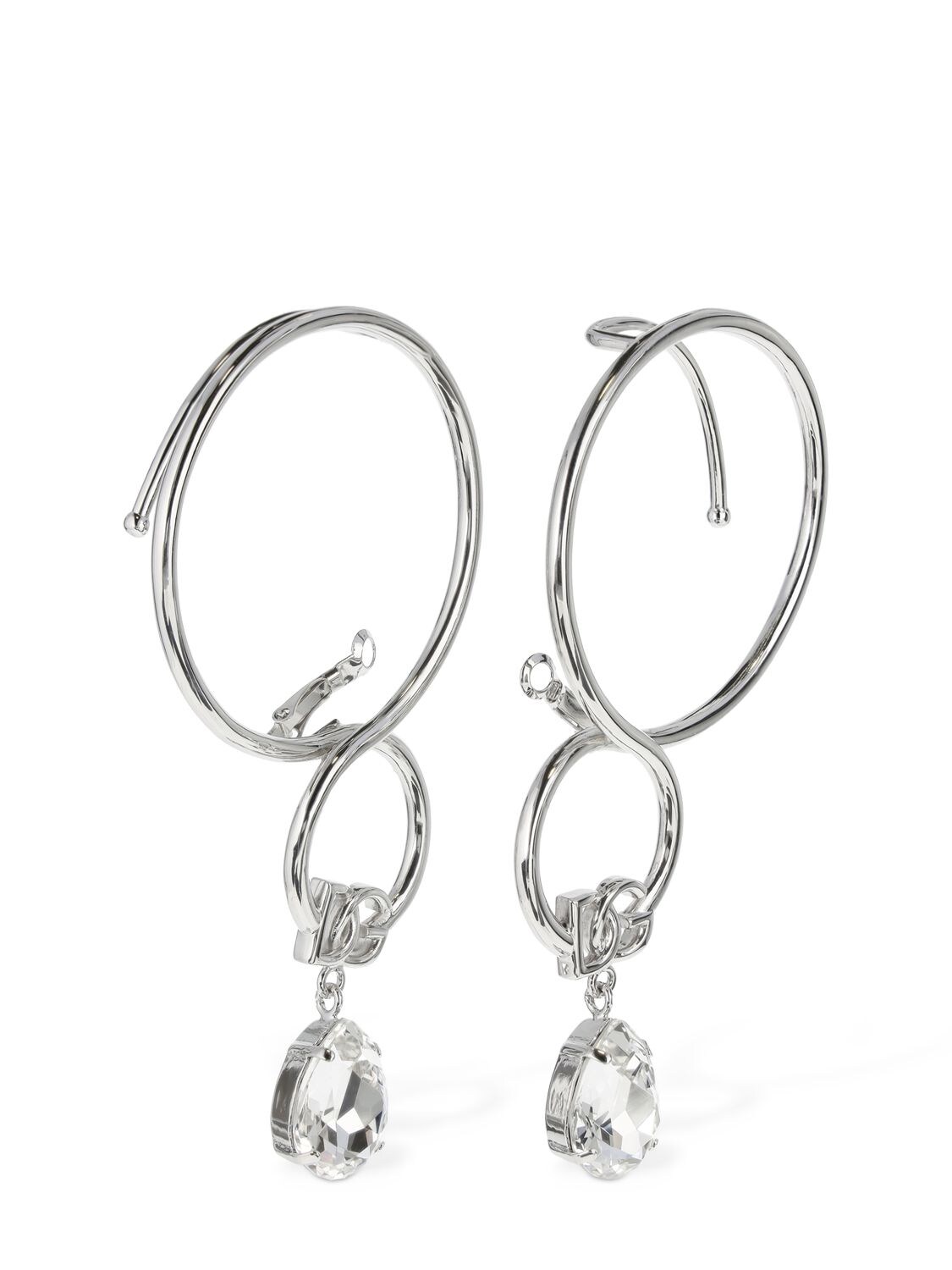 Shop Dolce & Gabbana Dg Logo Crystal Ear Cuff In Silver