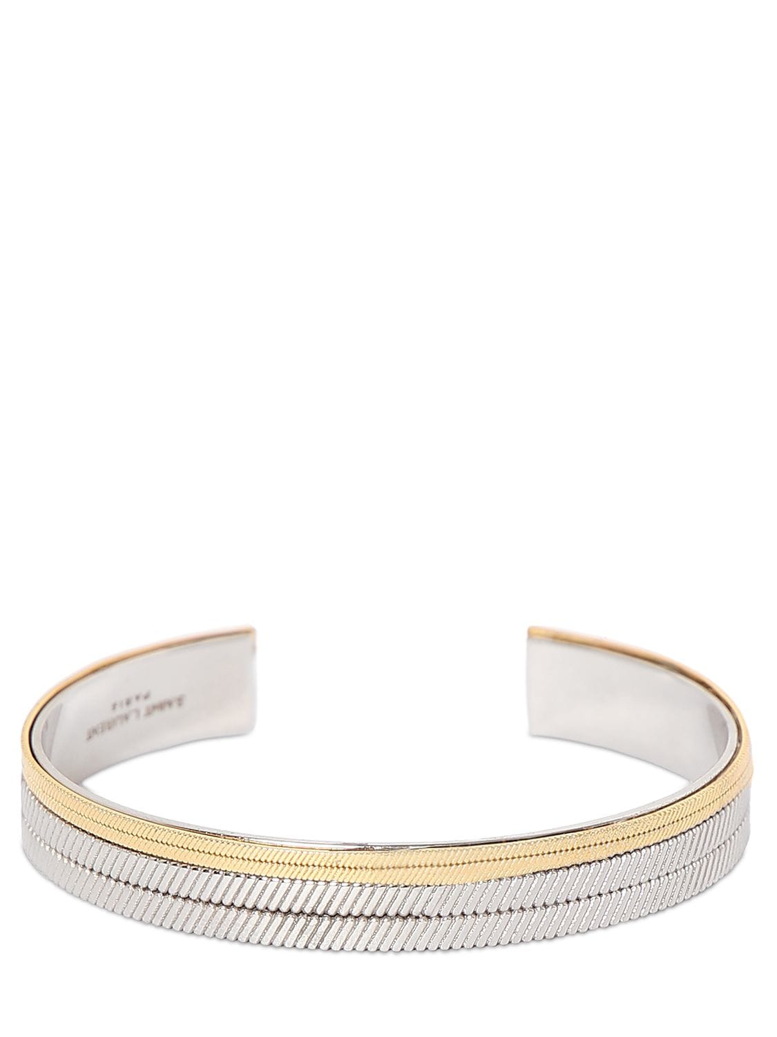 Saint Laurent logo-engraved cuff bracelet - Silver