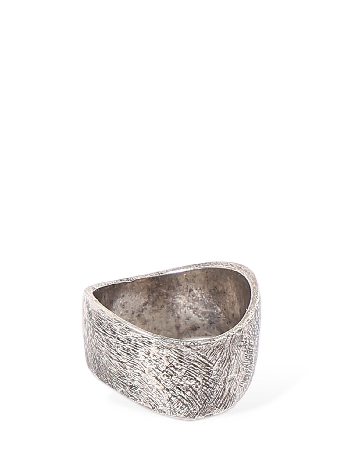Shop Saint Laurent Wave Brass Ring In Silver