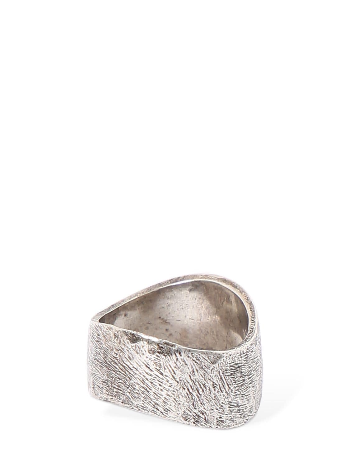 Saint Laurent Wave Brass Ring In Silver