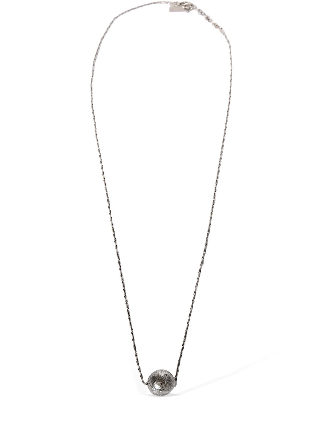 Saint Laurent Little Ball Brass Necklace In Silver