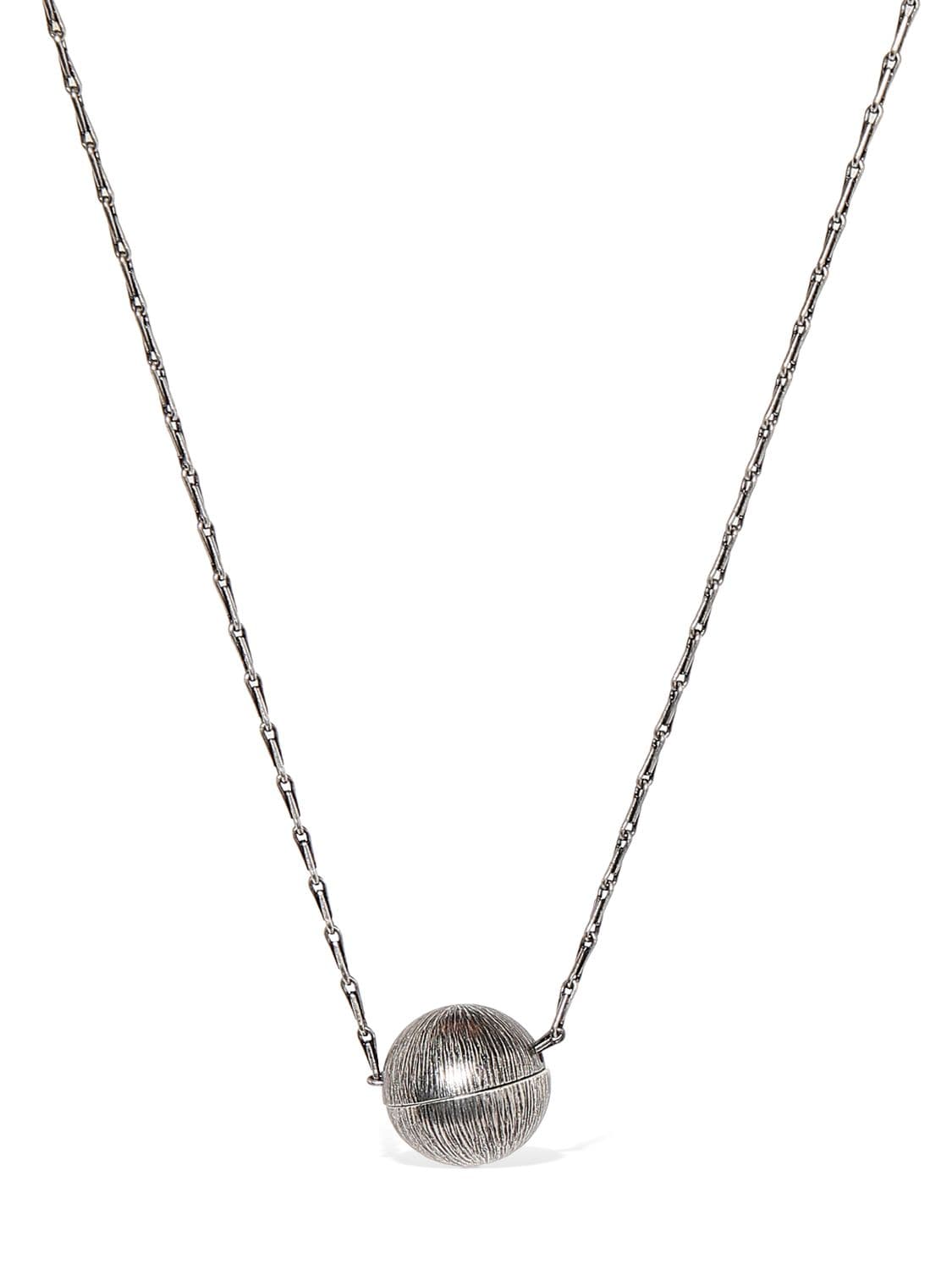 Shop Saint Laurent Little Ball Brass Necklace In Silver