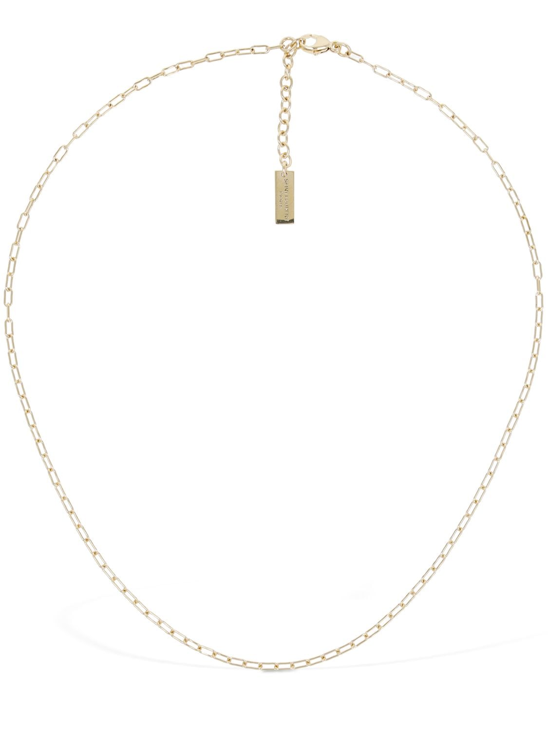 Saint Laurent Rectangular Thin Short Chain Necklace In Gold