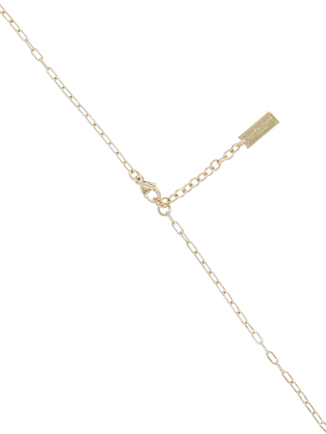Shop Saint Laurent Rectangular Thin Short Chain Necklace In Gold