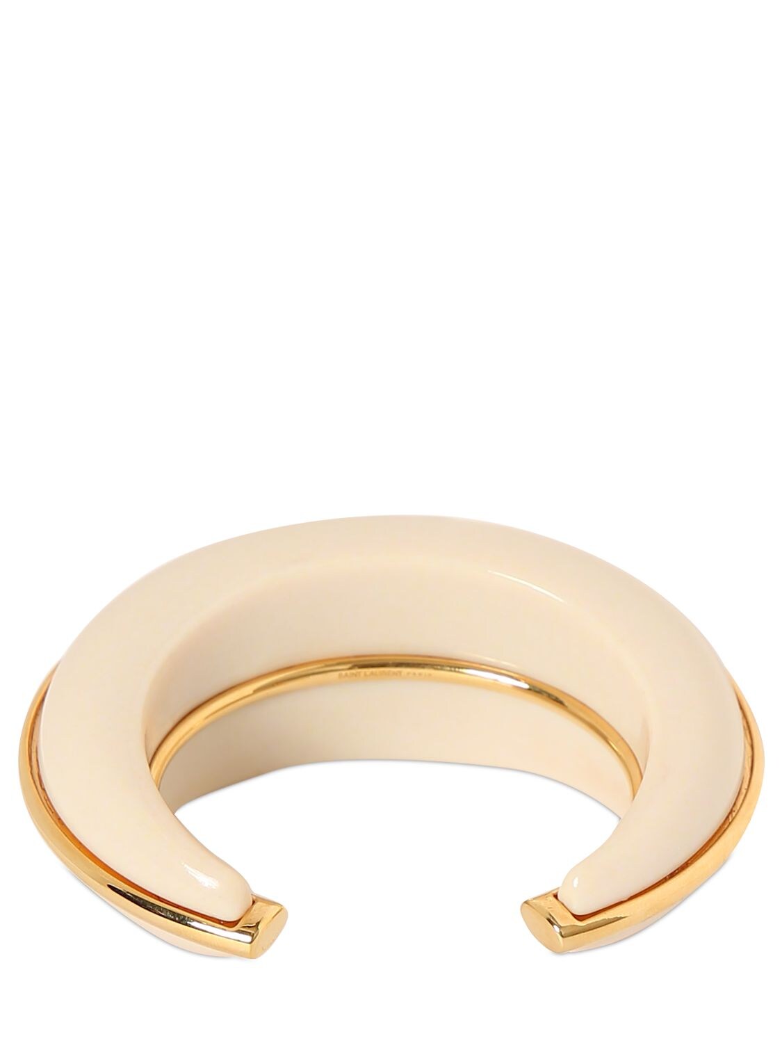 Shop Saint Laurent Dome Cuff Bracelet In Gold,ivory