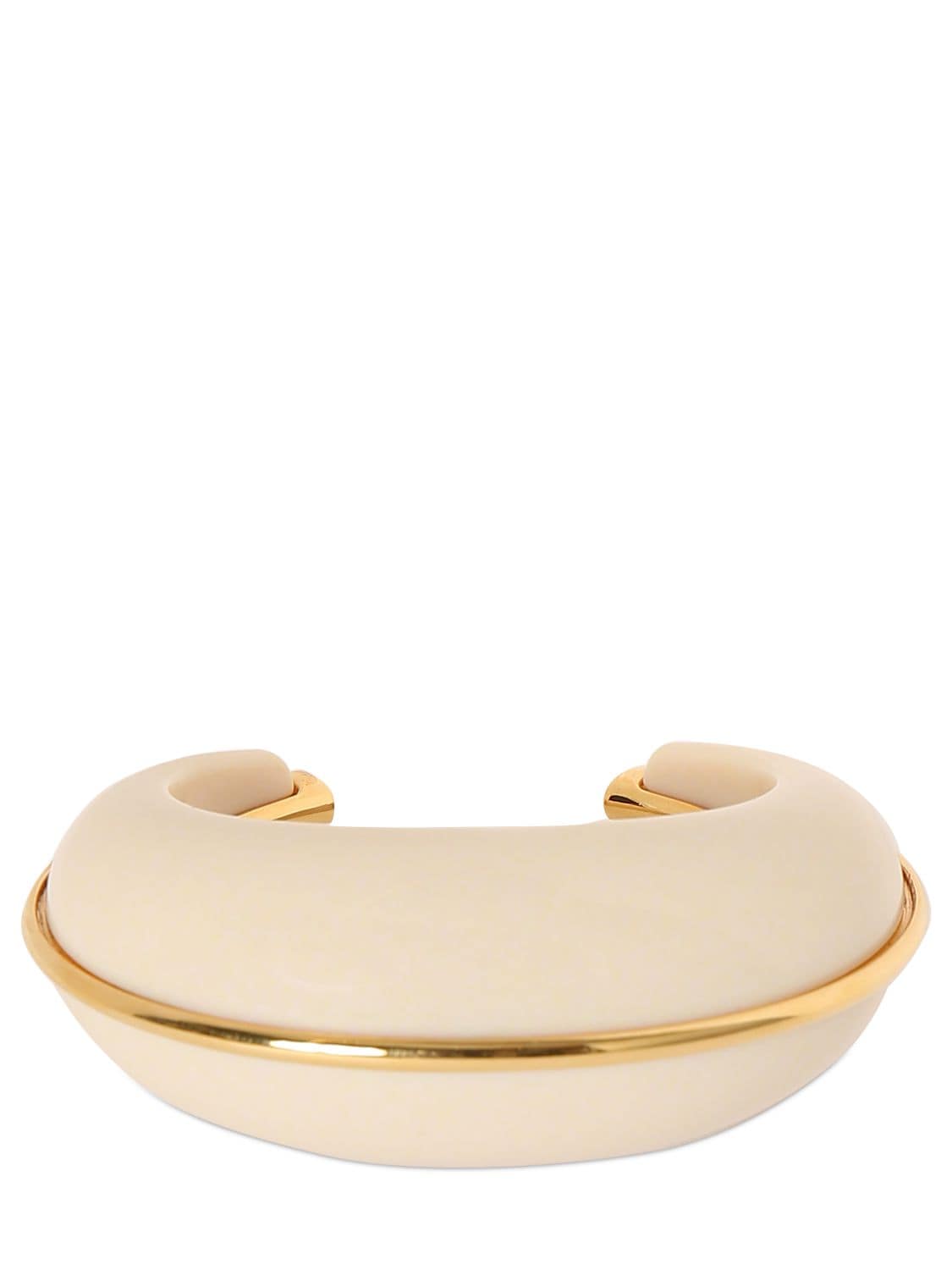Shop Saint Laurent Dome Cuff Bracelet In Gold,ivory