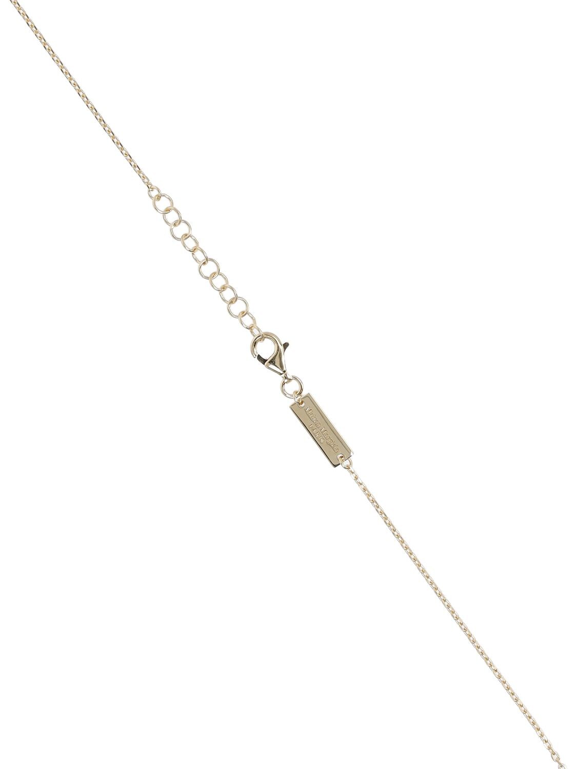 Shop Maison Margiela Logo Engraved Ring Charm Necklace In Gold