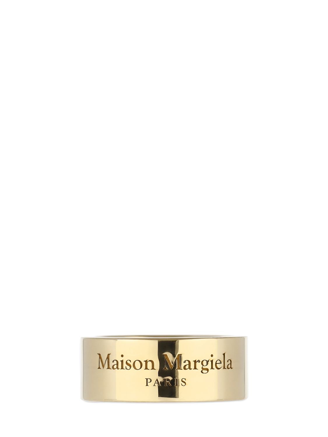 Shop Maison Margiela Logo Engraved Band Ring In Gold