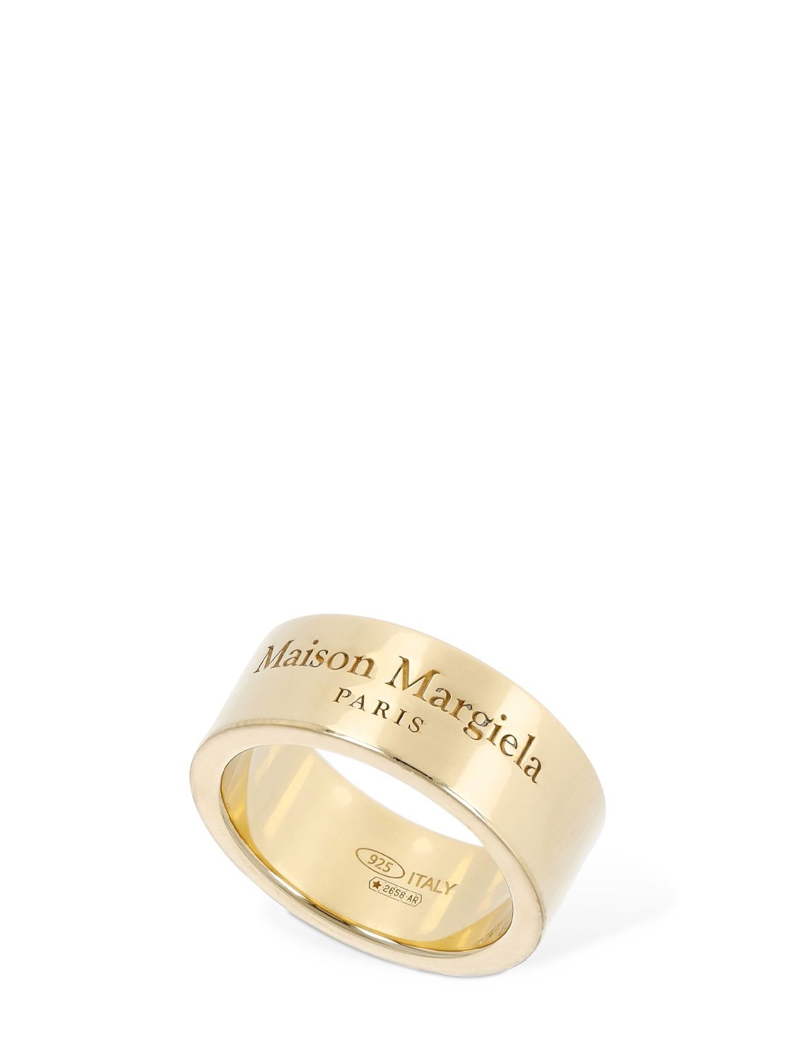 Maison Margiela Logo Engraved Band Ring In Gold