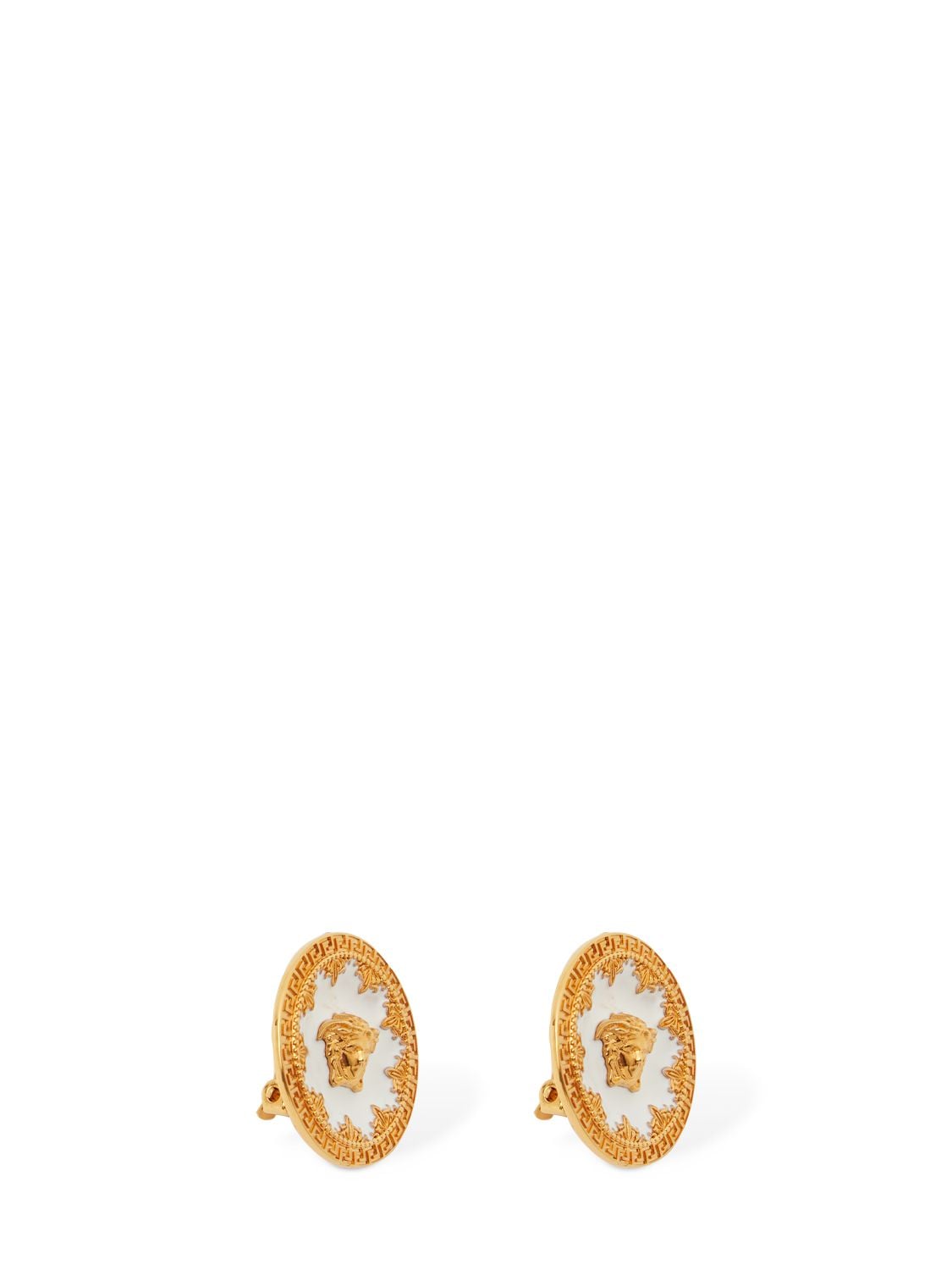 Enamel Medusa Stud Earrings in Gold - Versace