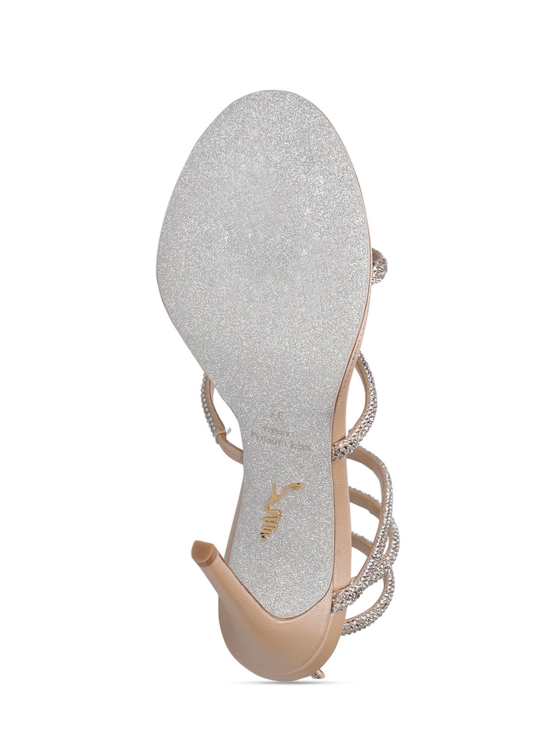 Shop René Caovilla 105mm Embellished Leather Sandals In Nude