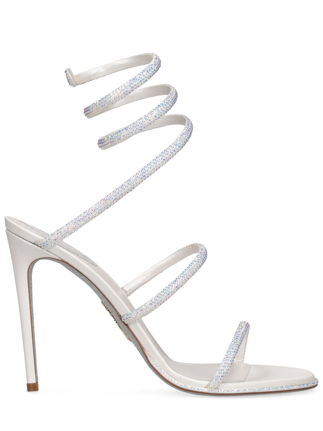 René Caovilla 105mm Embellished Leather Sandals In White