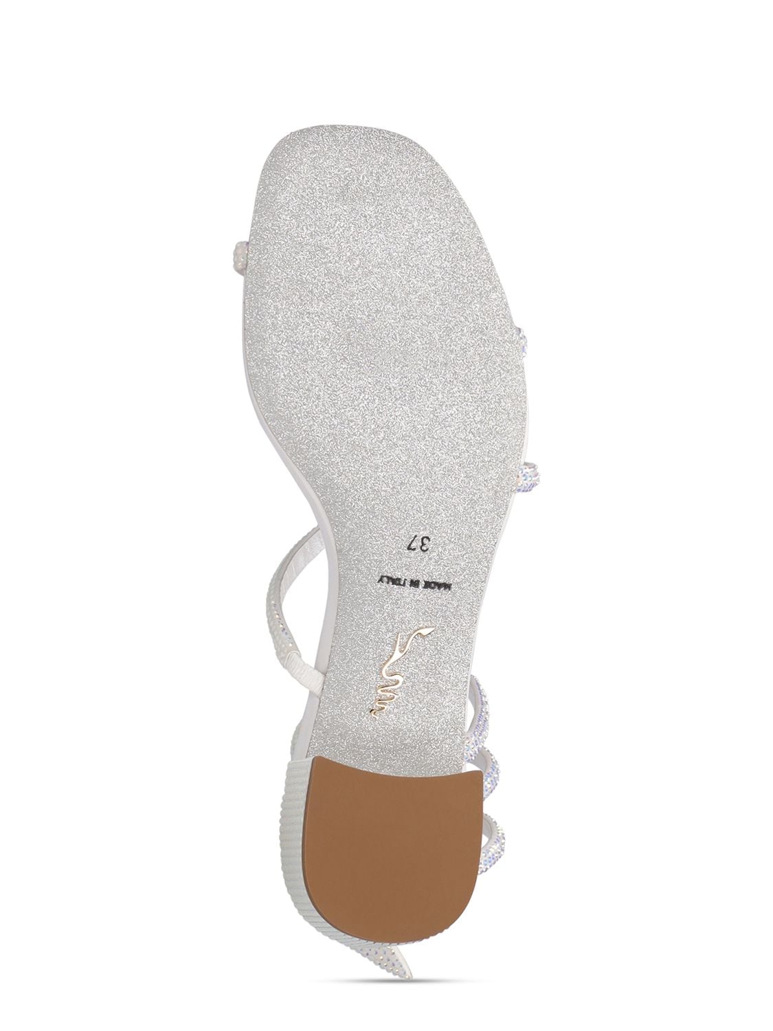 Shop René Caovilla 35mm Embellished Satin Sandals In White