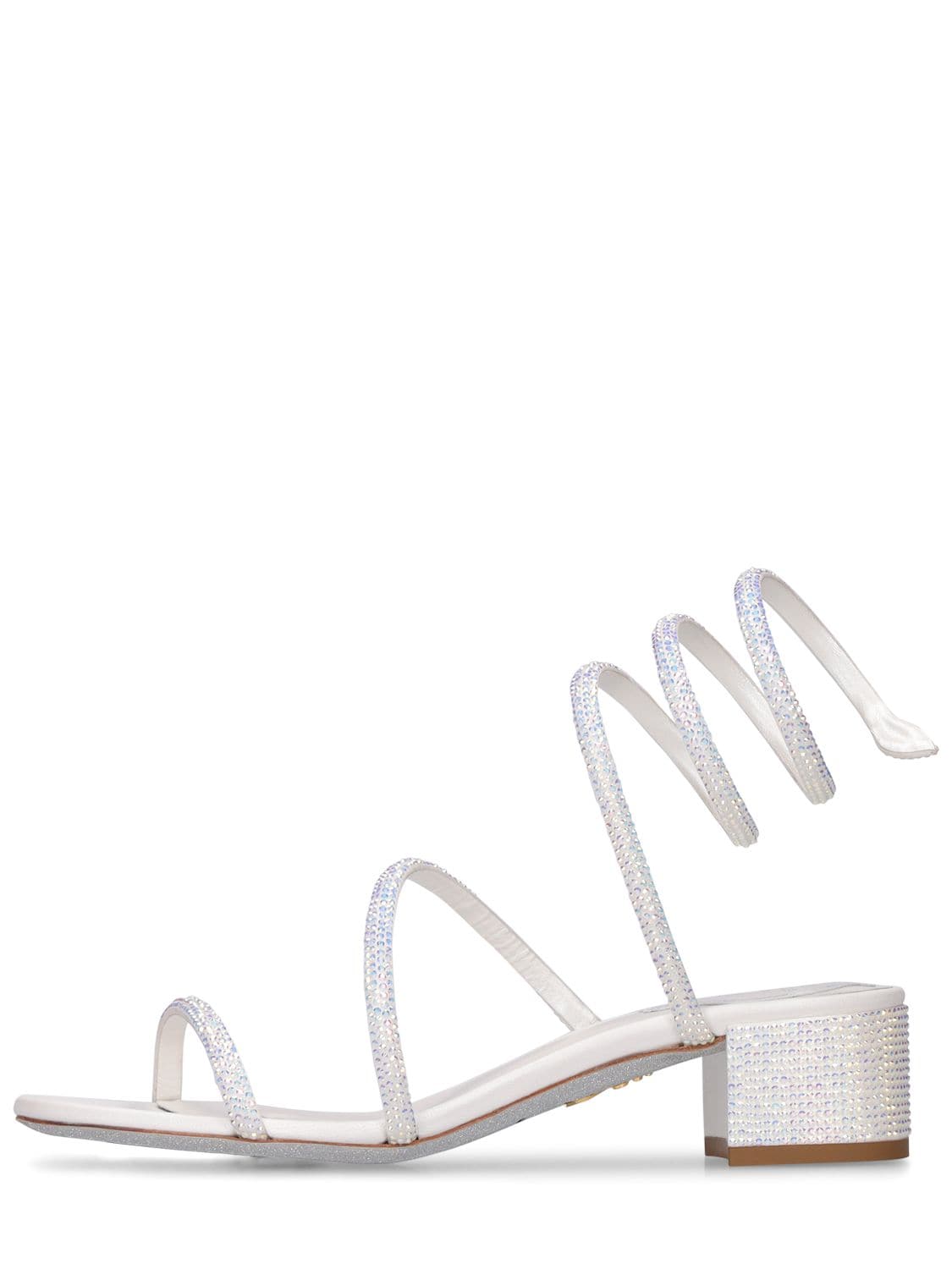 René Caovilla 35mm Embellished Satin Sandals In White
