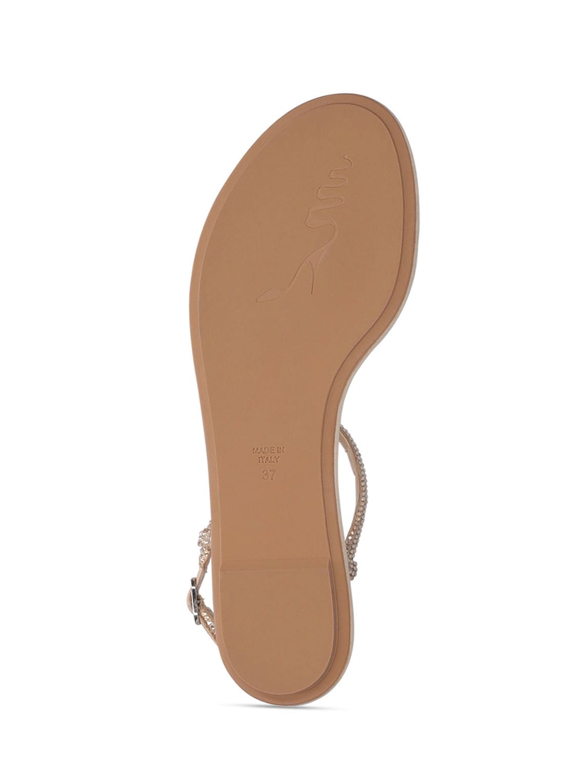 Shop René Caovilla 10mm Embellished Satin Thong Sandals In Beige