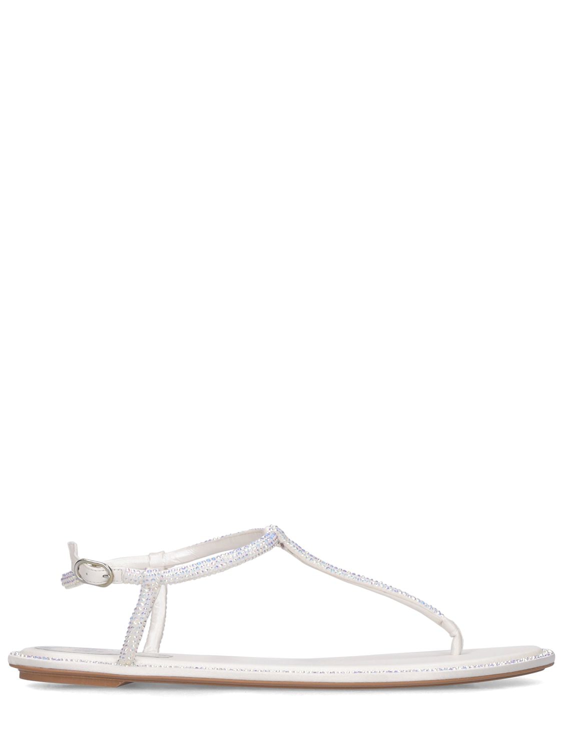 René Caovilla 10mm Embellished Satin Thong Sandals In White