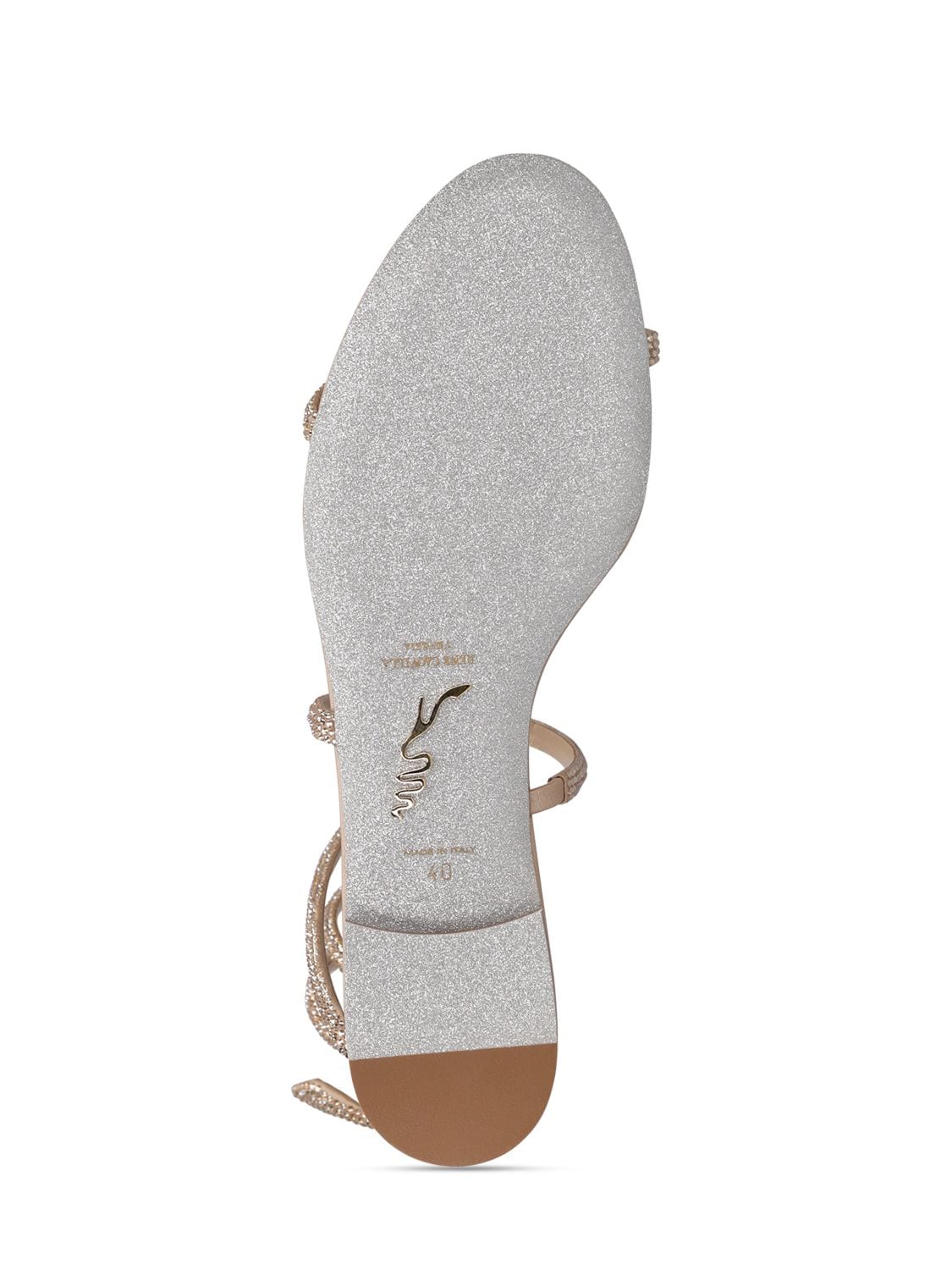 Shop René Caovilla 10mm Embellished Satin Sandals In Beige