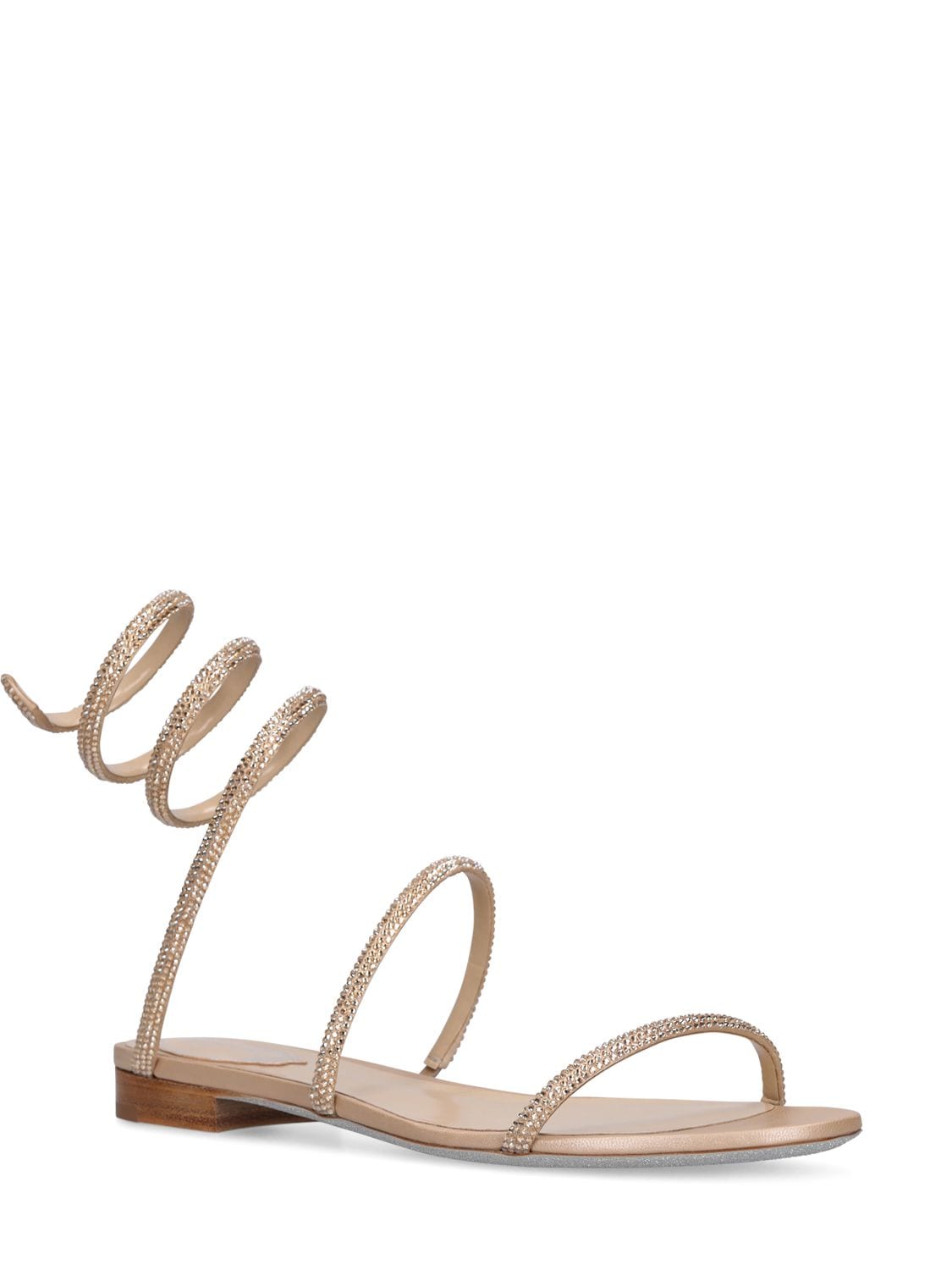 Shop René Caovilla 10mm Embellished Satin Sandals In Beige