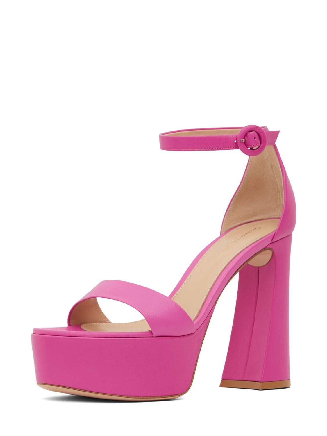 Shop Gianvito Rossi 125mm Holly Leather High Heel Sandals In Fuchsia