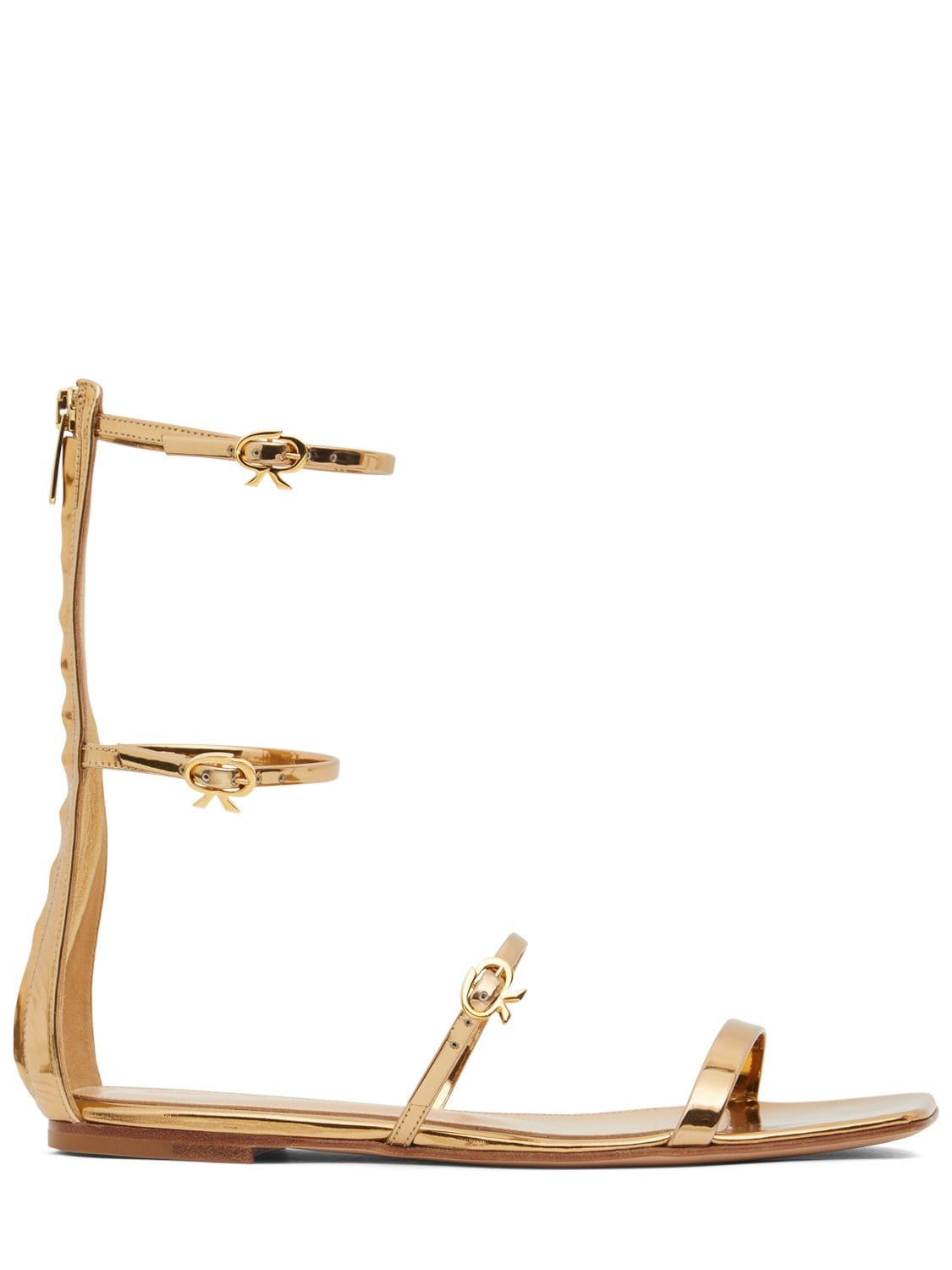 Gianvito Rossi 10mm Ribbon Downtown Leather Flats In Gold