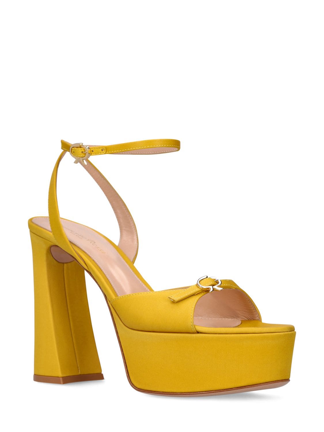 Shop Gianvito Rossi 105mm Maddy Satin Platform Sandals In Yellow