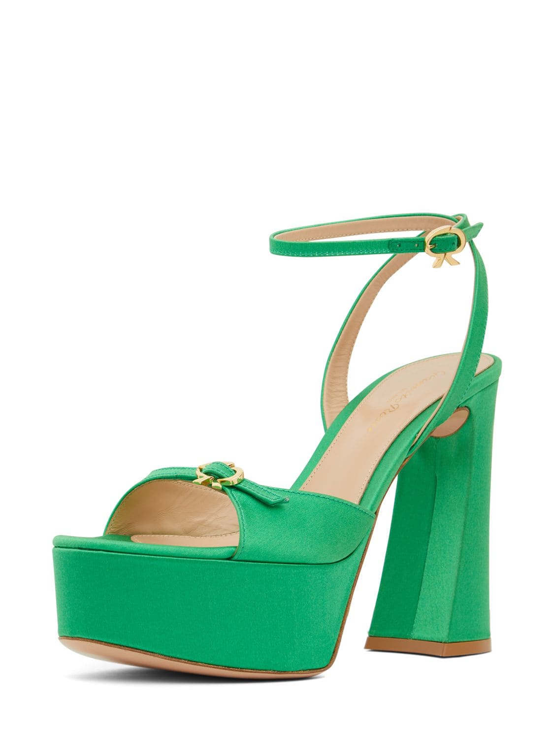Shop Gianvito Rossi 105mm Maddy Satin Platform Sandals In Green