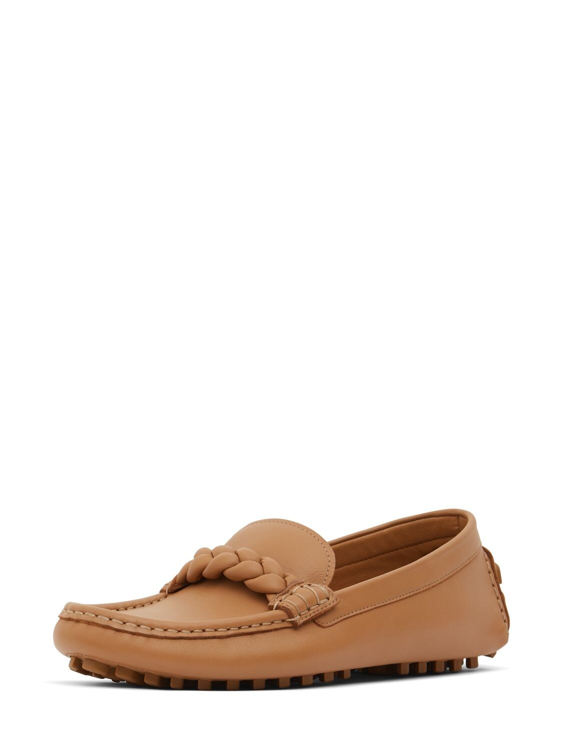 Shop Gianvito Rossi 10mm Monza Leather Loafers In Tan