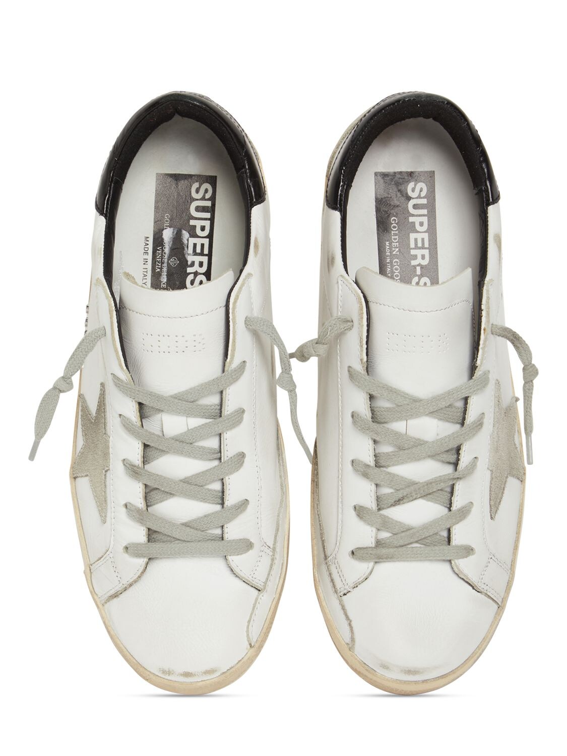 Shop Golden Goose 20mm Super-star Leather & Suede Sneakers In White,black