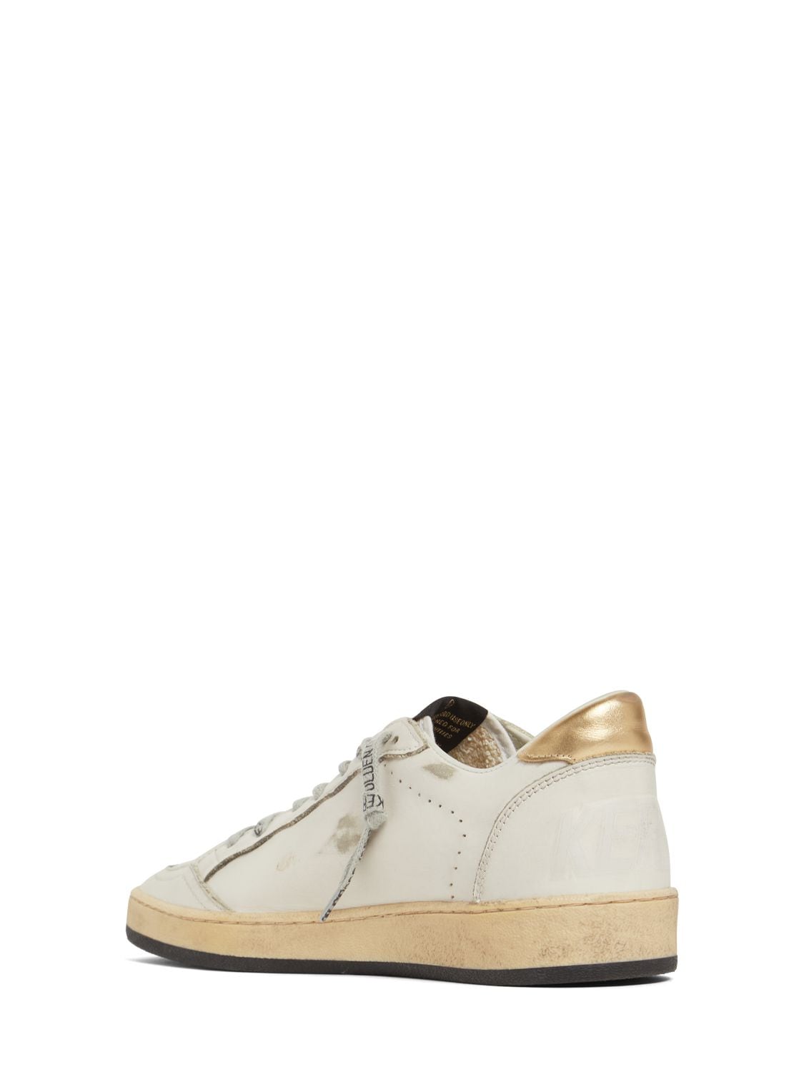 Shop Golden Goose 20mm Ball Star Leather Sneakers In Milk,gold