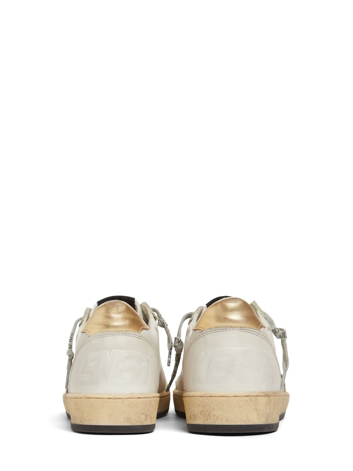 Shop Golden Goose 20mm Ball Star Leather Sneakers In Milk,gold