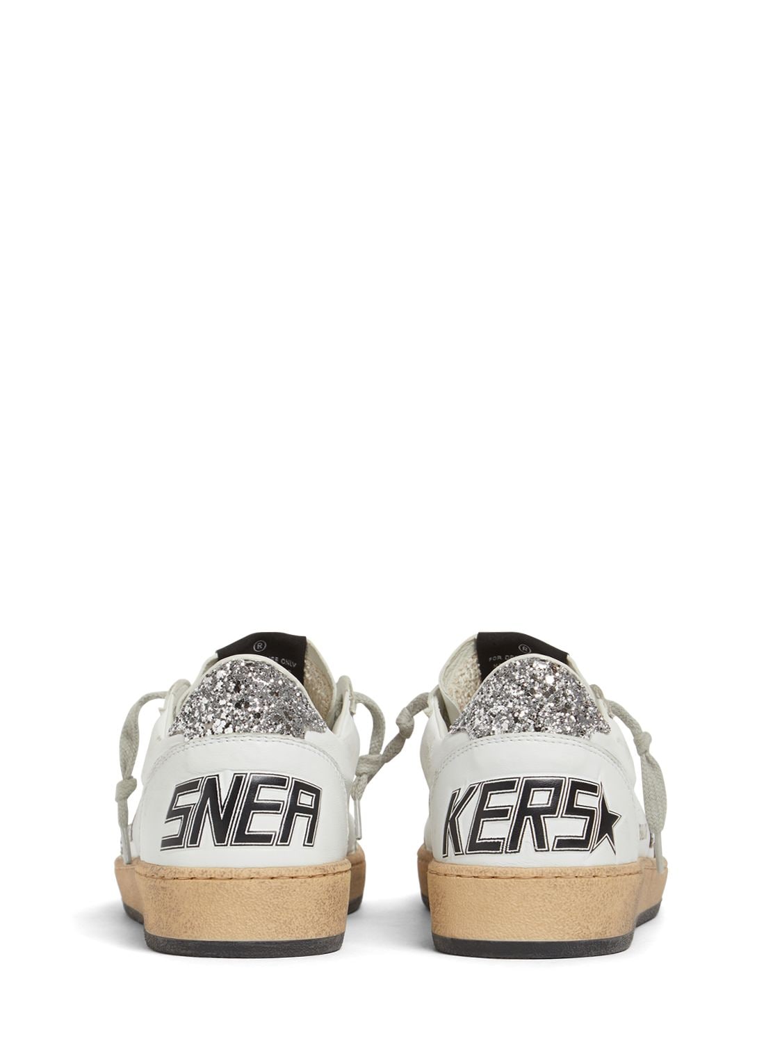 Shop Golden Goose 20mm Ball Star Nappa Leather Sneakers In White,silver