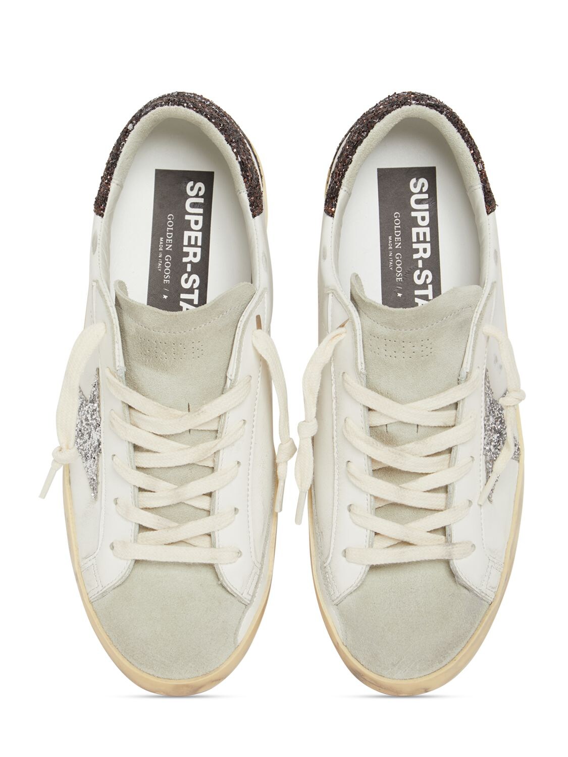 Shop Golden Goose 20mm Super Star Leather & Suede Sneakers In White,brown