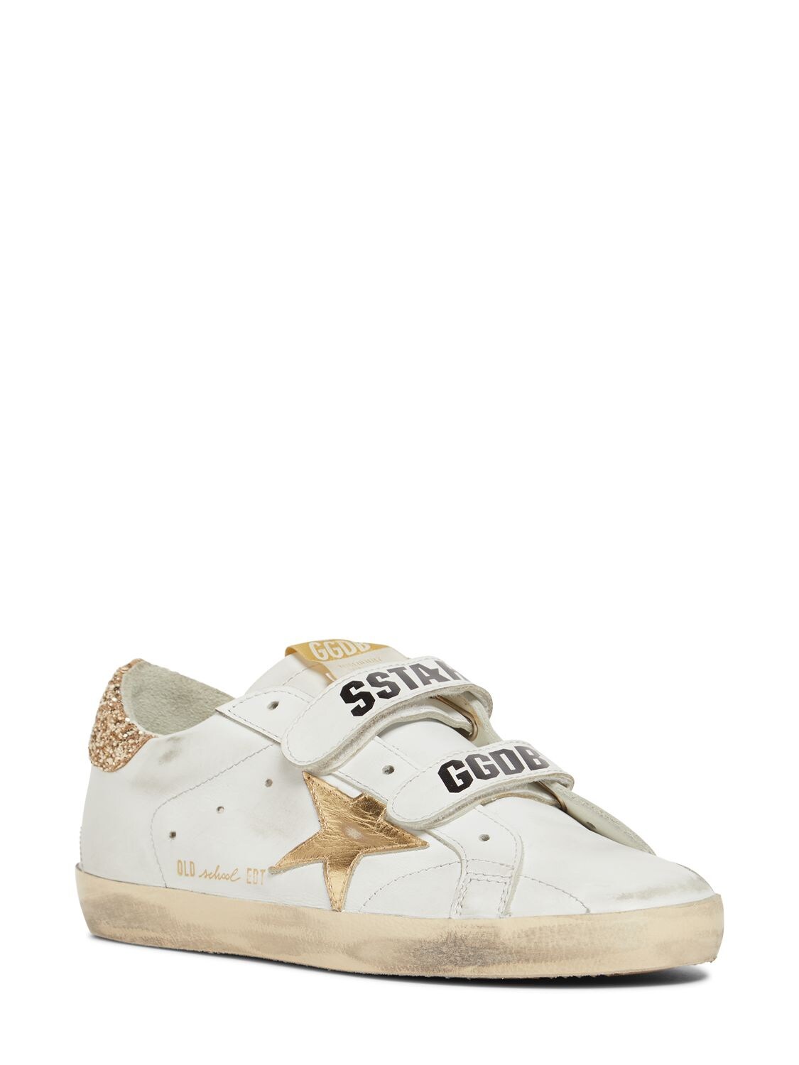 Shop Golden Goose 20mm Old School Leather Sneakers In White,gold
