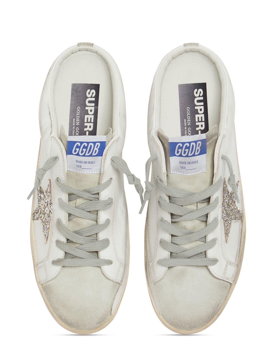 Shop Golden Goose 20mm Super-star Leather Mule Sneakers In White,platinum