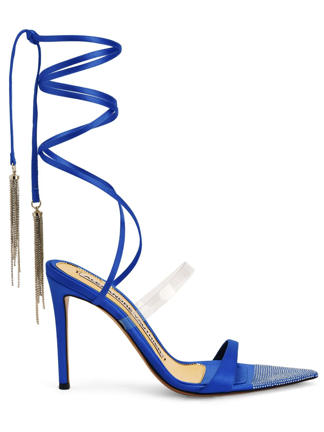 Alexandre Vauthier 105mm Satin & Pvc Sandals In Blue