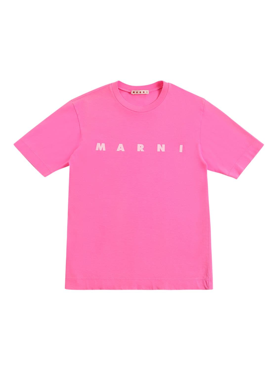 Marni Junior Kids' Logo Print Cotton Jersey T-shirt In Fuchsia