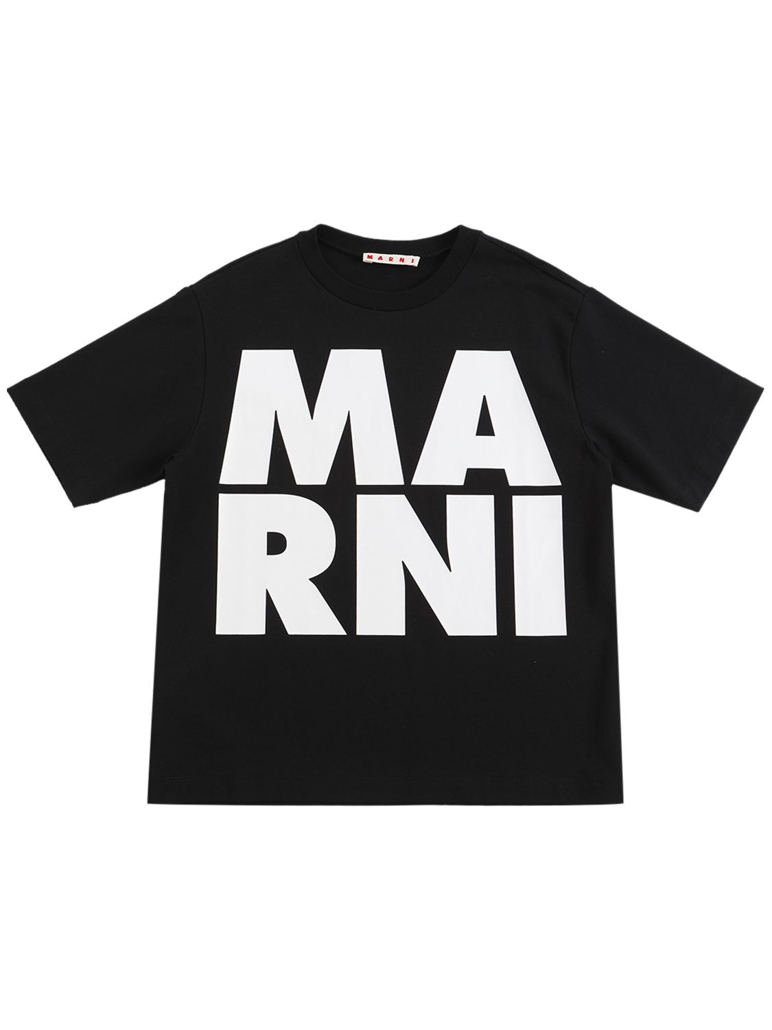 Marni Junior Kids' Oversize Logo Print Jersey T-shirt In Black
