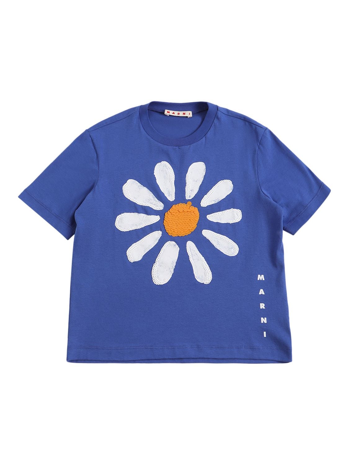 Marni Junior Kids' Printed Cotton Jersey T-shirt In Blue