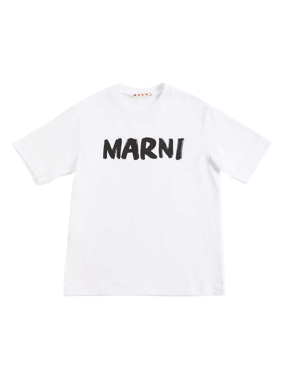Marni Junior Kids' Logo Print Cotton Jersey T-shirt In White